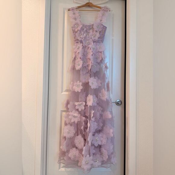 NEW BRONX AND BANCO Rosalie Lilac Lavender Floral Gown, wedding guest max - Picture 4 of 13